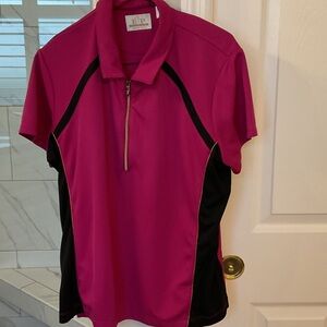 EP Pro Fuchsia and Black Zip Polo
